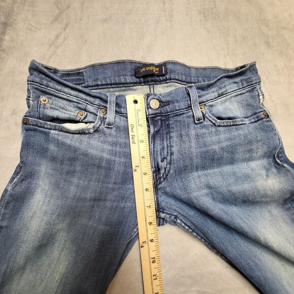 Levis 524 Too Superlow Jeans Womens 9M Blue Low Rise Stretch Straight Leg Denim - Picture 8 of 11